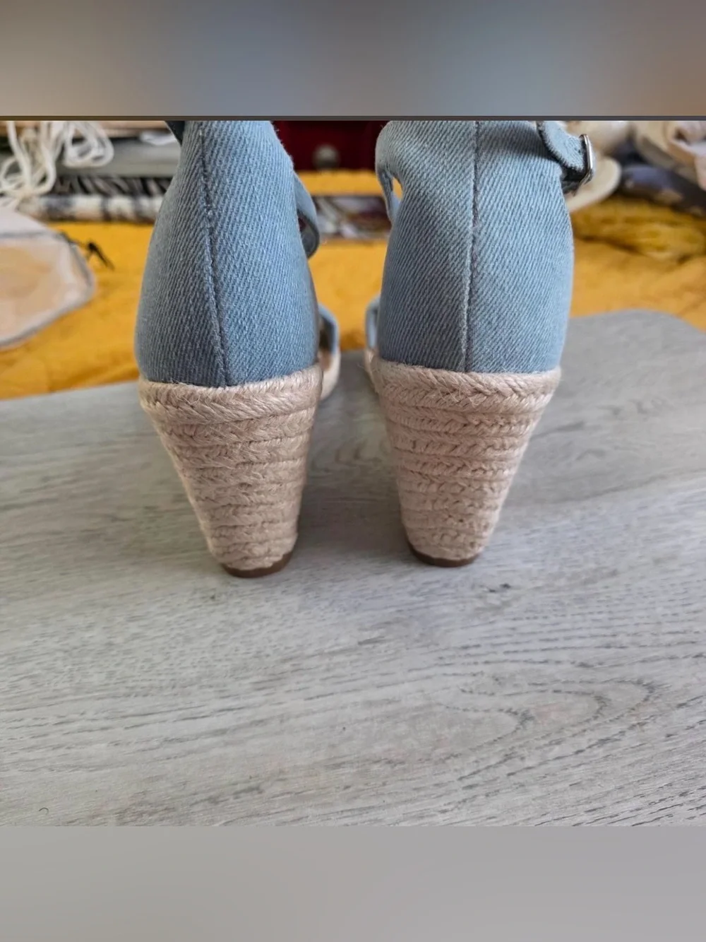 Steve Madden Light Blue Denim Espadrille Wedge Sandals